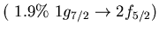 $(\ 1.9\%\ 1g_{7/2} \to 2f_{5/2})$